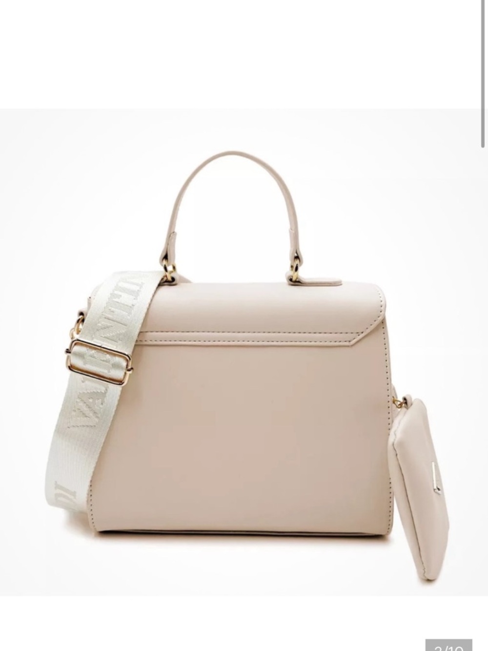 Valentino Orlandi Ivory/cream Top Handle Crossbody Bag with Gold V Accent - Picture 3 of 5